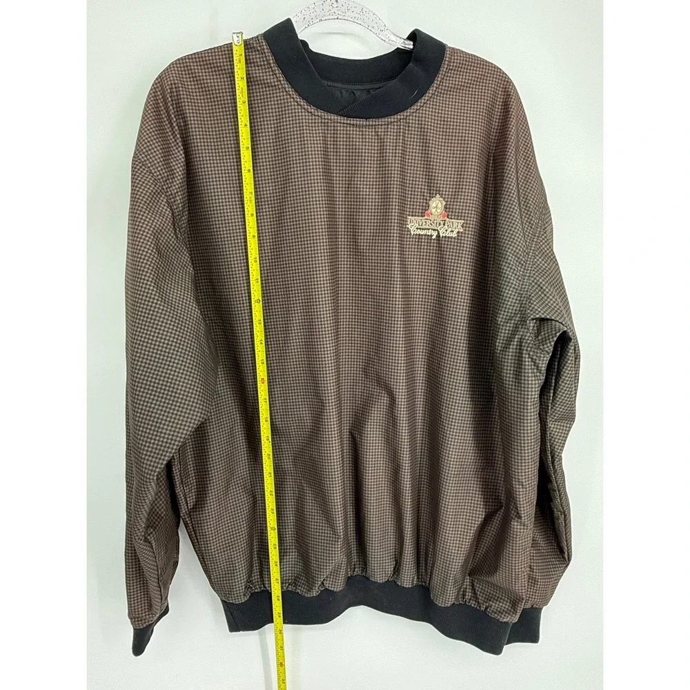 White‎ Fir Mens Brown Micro Check Golf Windshirt Inverness Country Club Sz L
